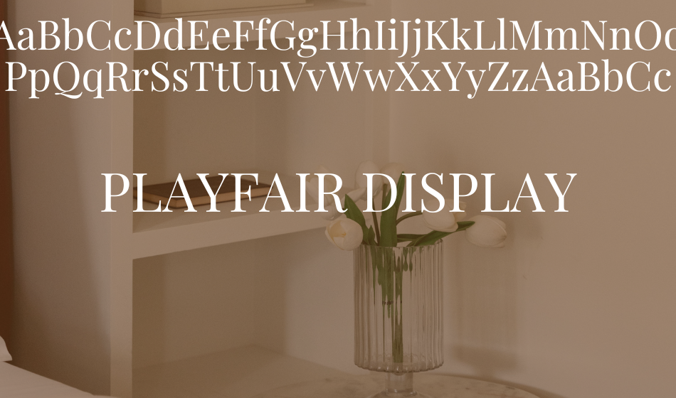 Playfair Display lettering displayed across a faded background